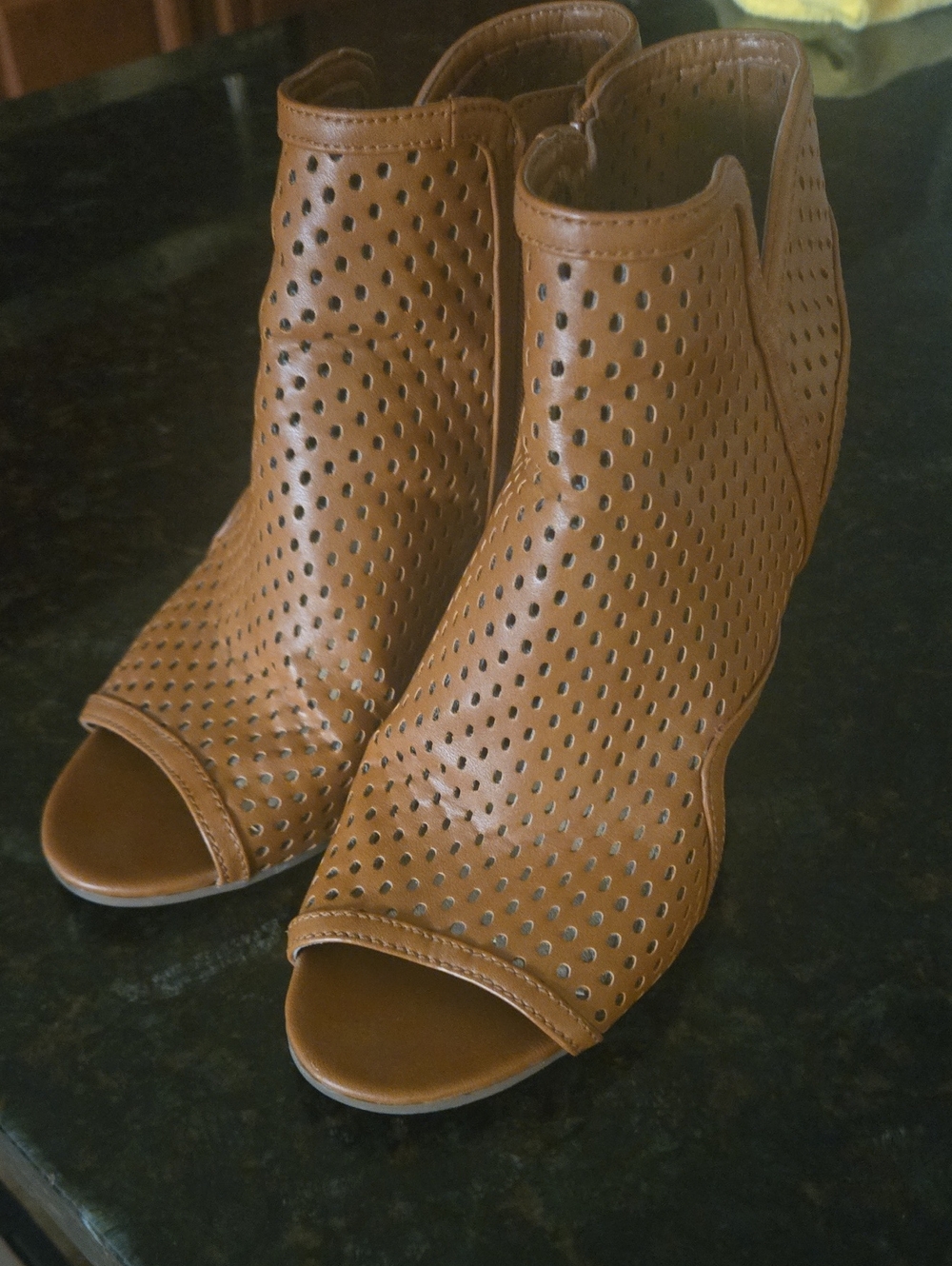 Circus by Sam Edelman Perforated Open-Toe Clog Heels in Tan